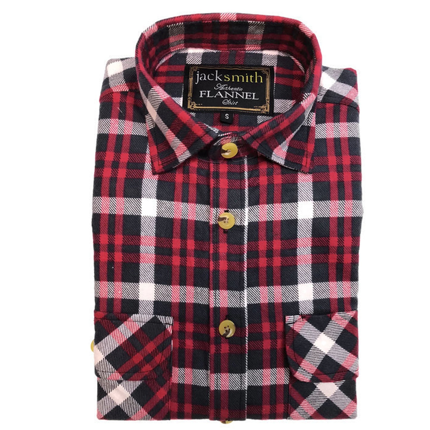 Mens Half Placket Flannelette Long Sleeve Pullover Shirt 100% Cotton Check Authentic Flannel - Black/Purple - S