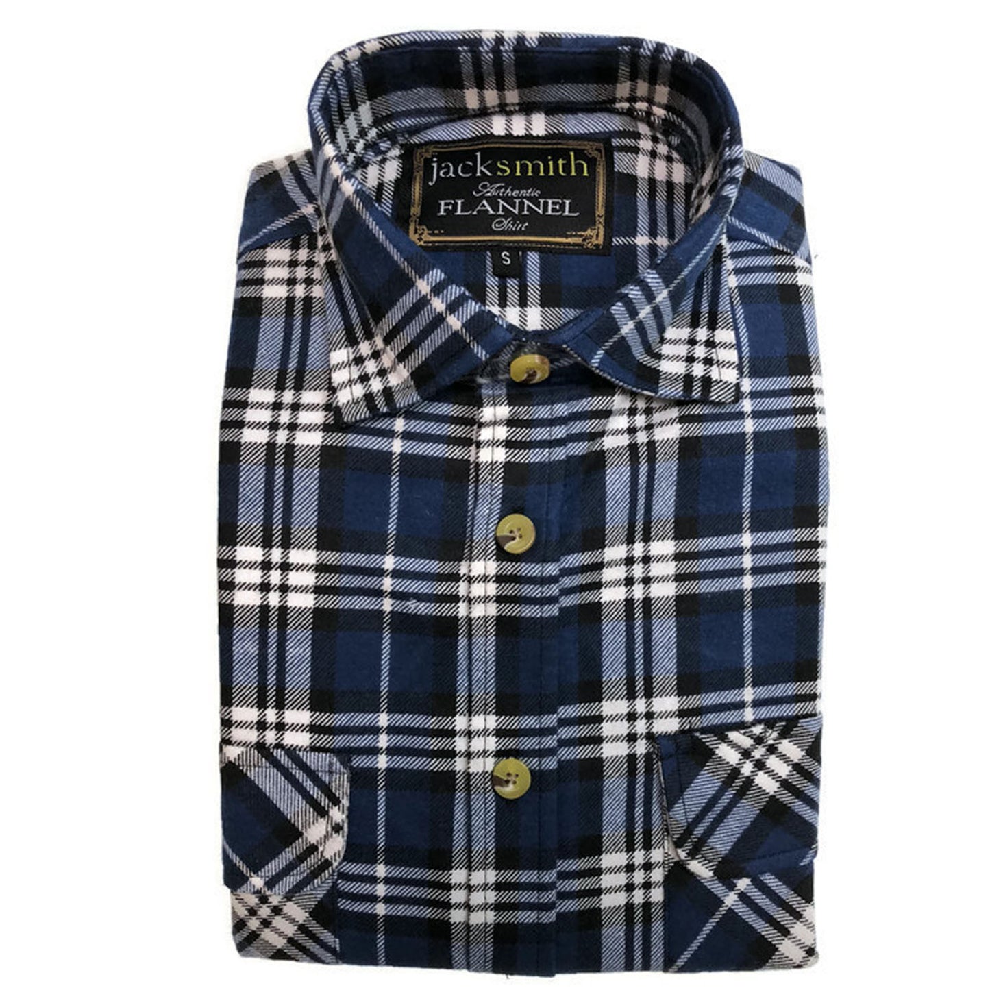 Mens Half Placket Flannelette Long Sleeve Pullover Shirt 100% Cotton Check Authentic Flannel - Black/Purple - S