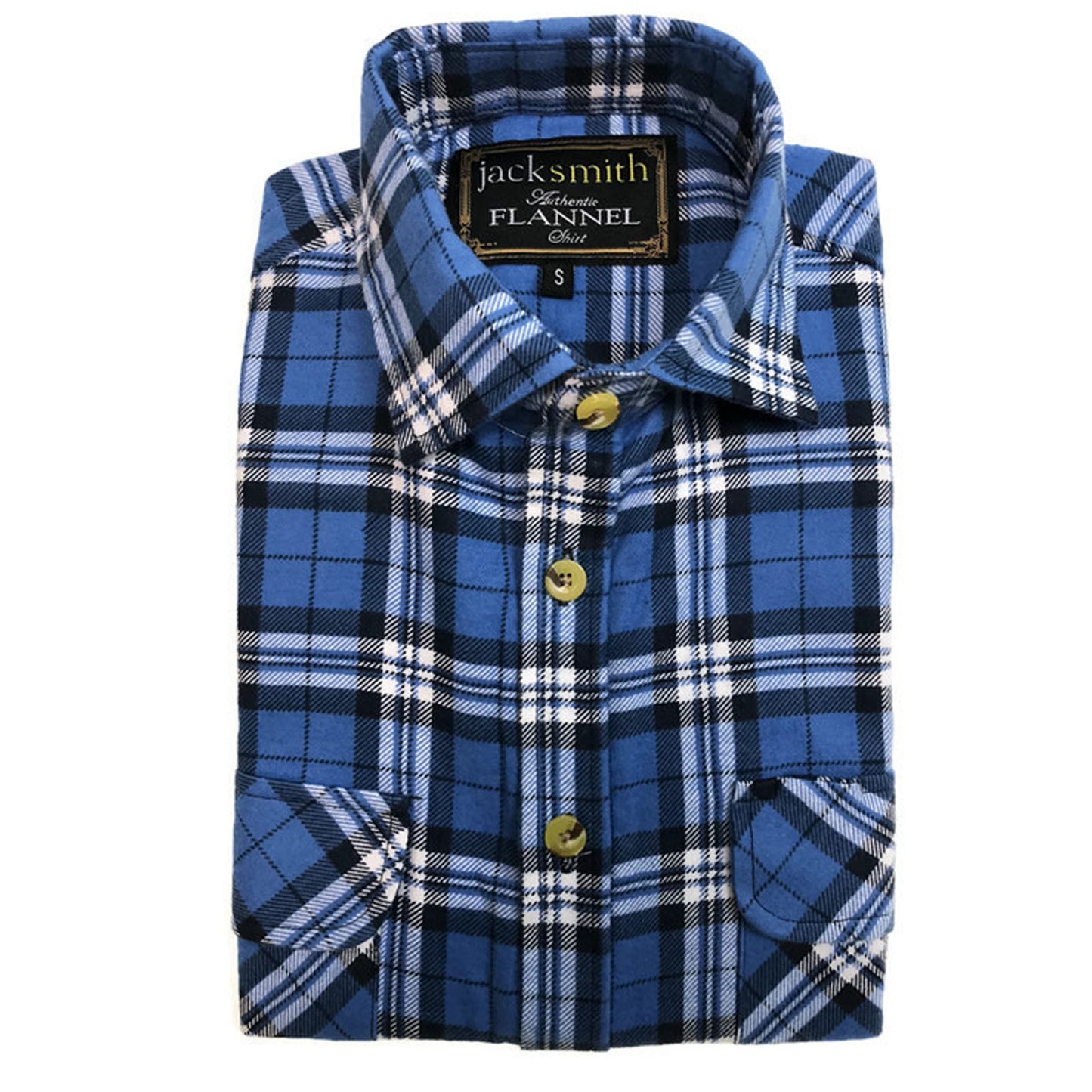 Mens Half Placket Flannelette Long Sleeve Pullover Shirt 100% Cotton Check Authentic Flannel - Black/Purple - S