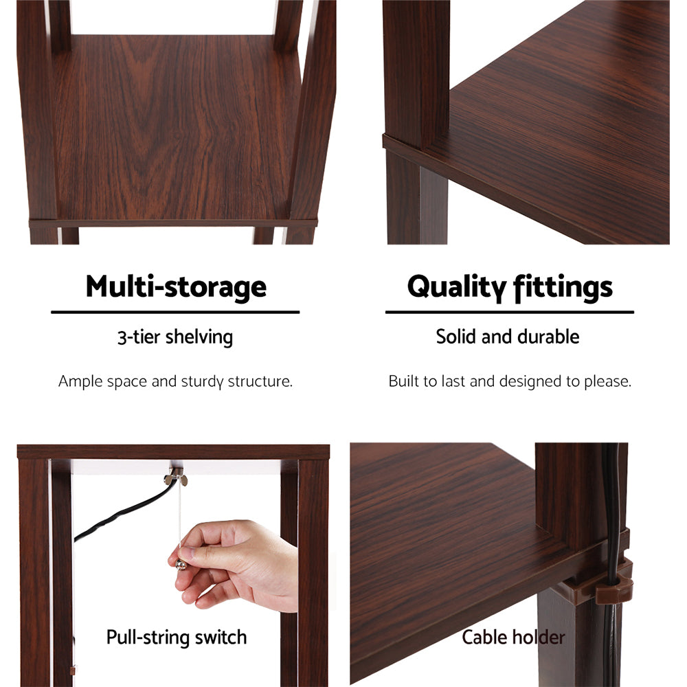 Artiss Floor Lamp 3 Tier Shelf Storage LED Light Stand Home Room Pattern Black