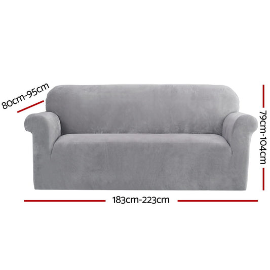 Artiss Sofa Cover Couch Covers 3 Seater Velvet Grey