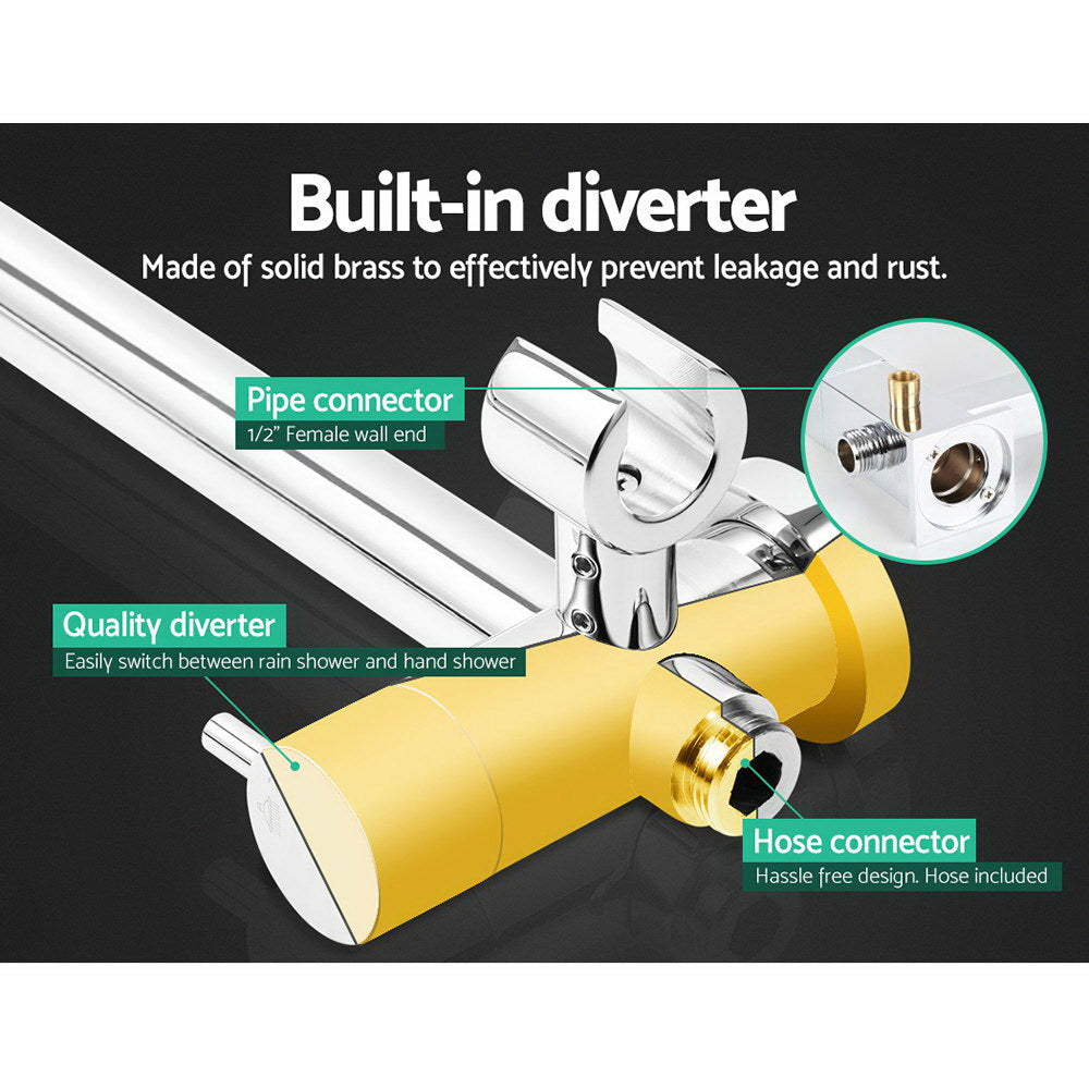 Cefito 9'' Rain Shower Head Set Handheld Round High Pressure Twins Tap� Chome