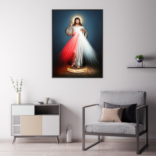 50cmx70cm Jesus Divine Mercy I Trust In You Black Frame Canvas Wall Art