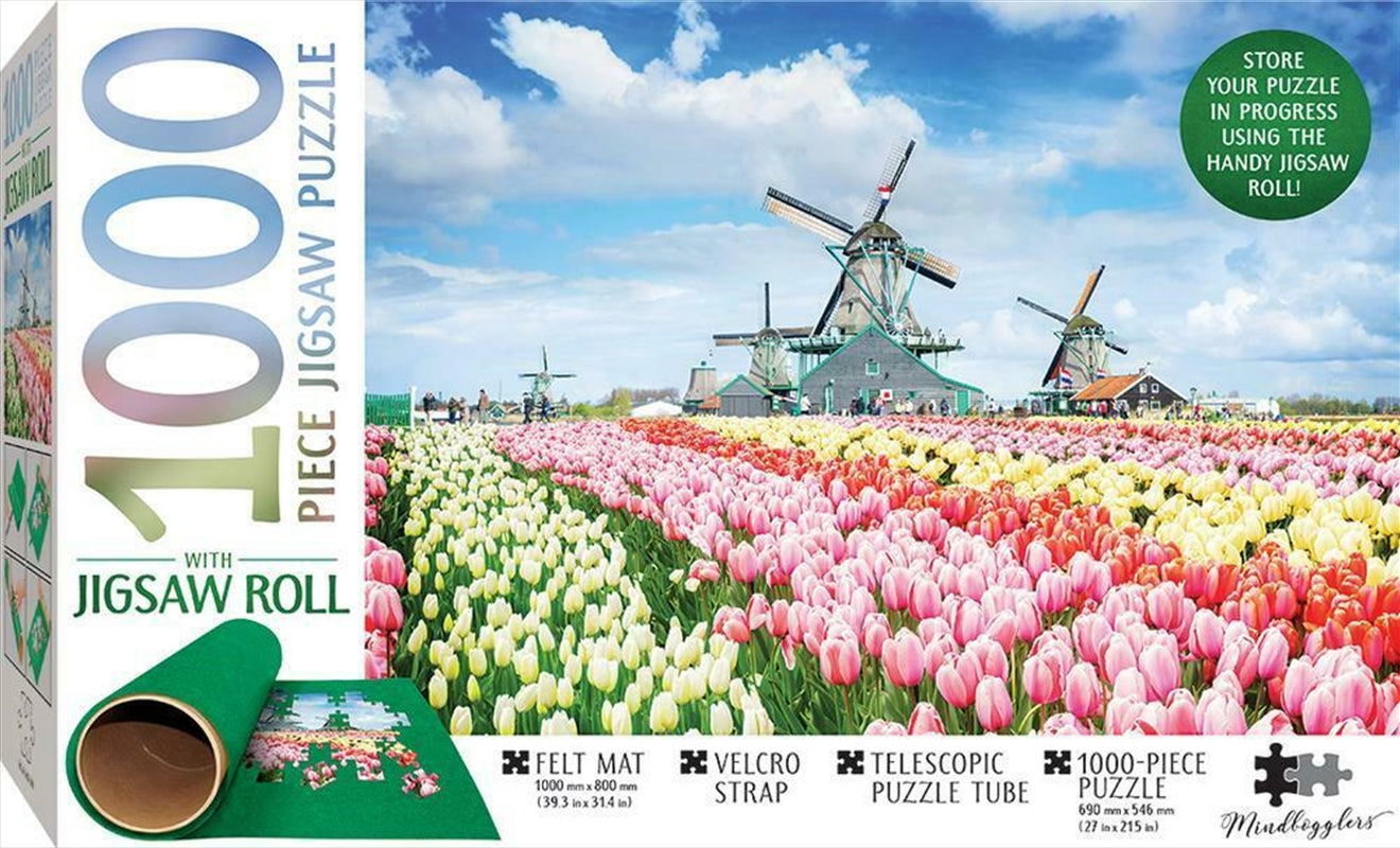 Dutch Windmills - 1000 Piece Puzzle (Includes Roll-Up Mat)