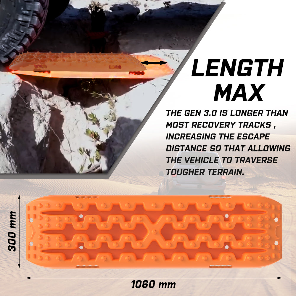 X-BULL 2PCS Recovery Tracks Boards Snow Mud Truck 4WD With Carry bag Orange