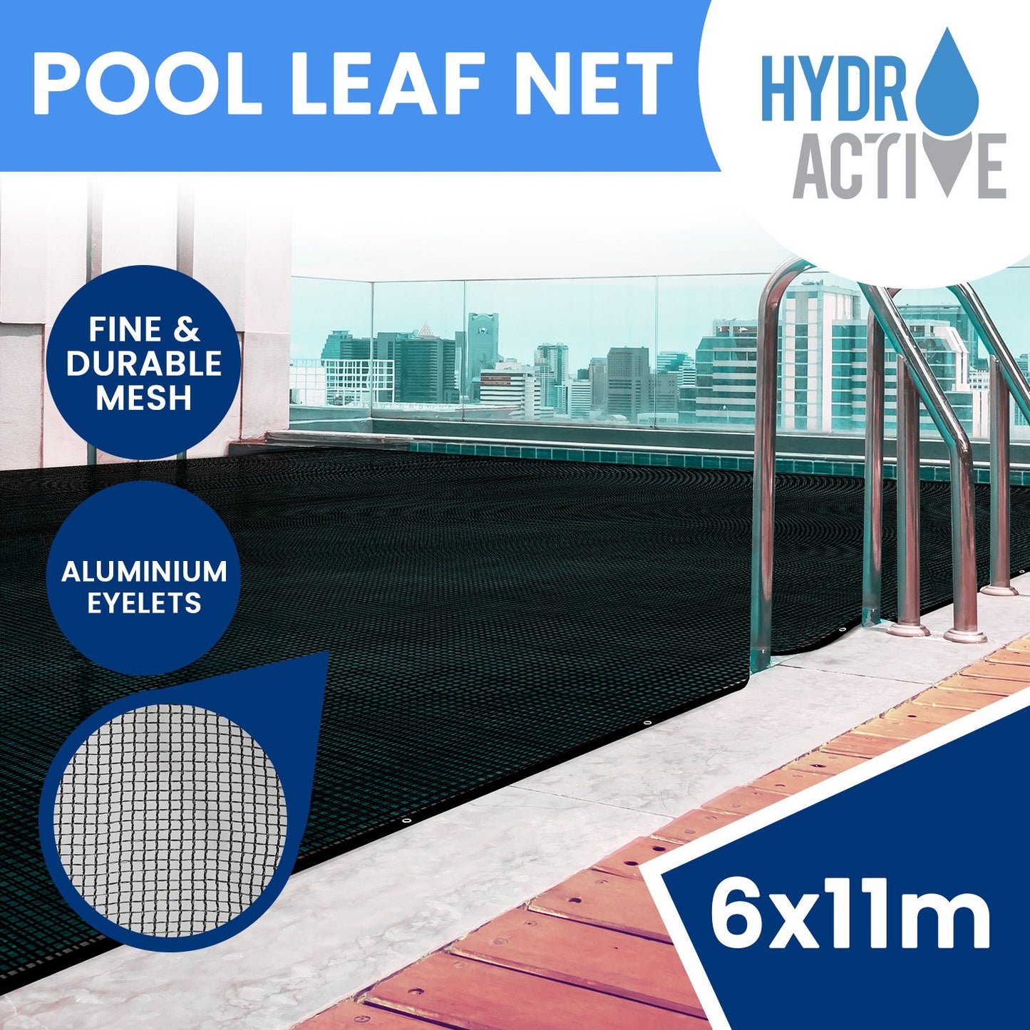 HydroActive UV-Resistant Swimming Pool Leaf Net Cover 6 x 11m