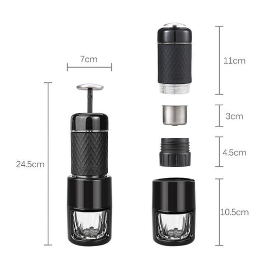 STARESSO Coffee Maker Red Dot Award Winner Portable Espresso Cappuccino Quick Cold Brew Manual Coffee Maker Machines All in One - Black
