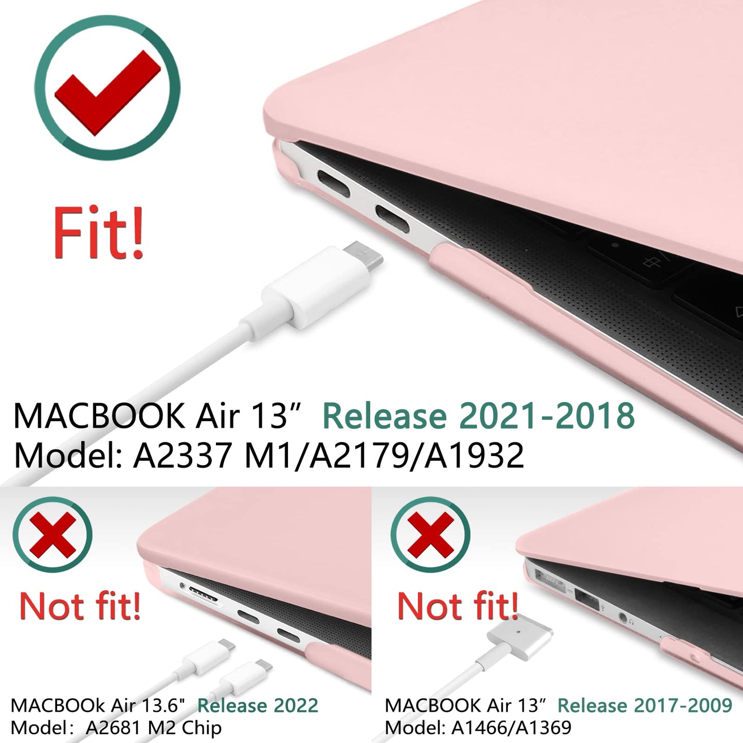 Suitable for MacBook Air 13 Inch Case 2022 2021 2020 2019 2018, A1932, A2179, A2337 Shell Case Keyboard Cover