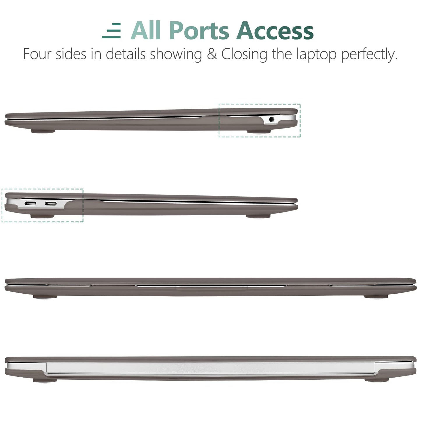 Suitable for MacBook Air 13 Inch Case 2022 2021 2020 2019 2018, A1932, A2179, A2337 Shell Case Keyboard Cover Grey