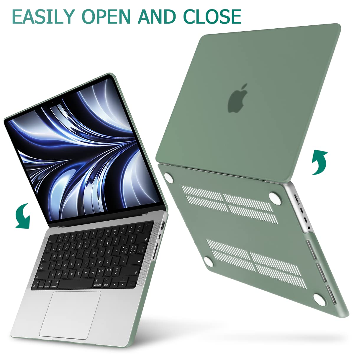 Suitable for MacBook Pro 14 Max Inch Case 2023 2022 2021 M2 A2779 M1 A2442 Hardshell Case Keyboard Cover Midnight Green