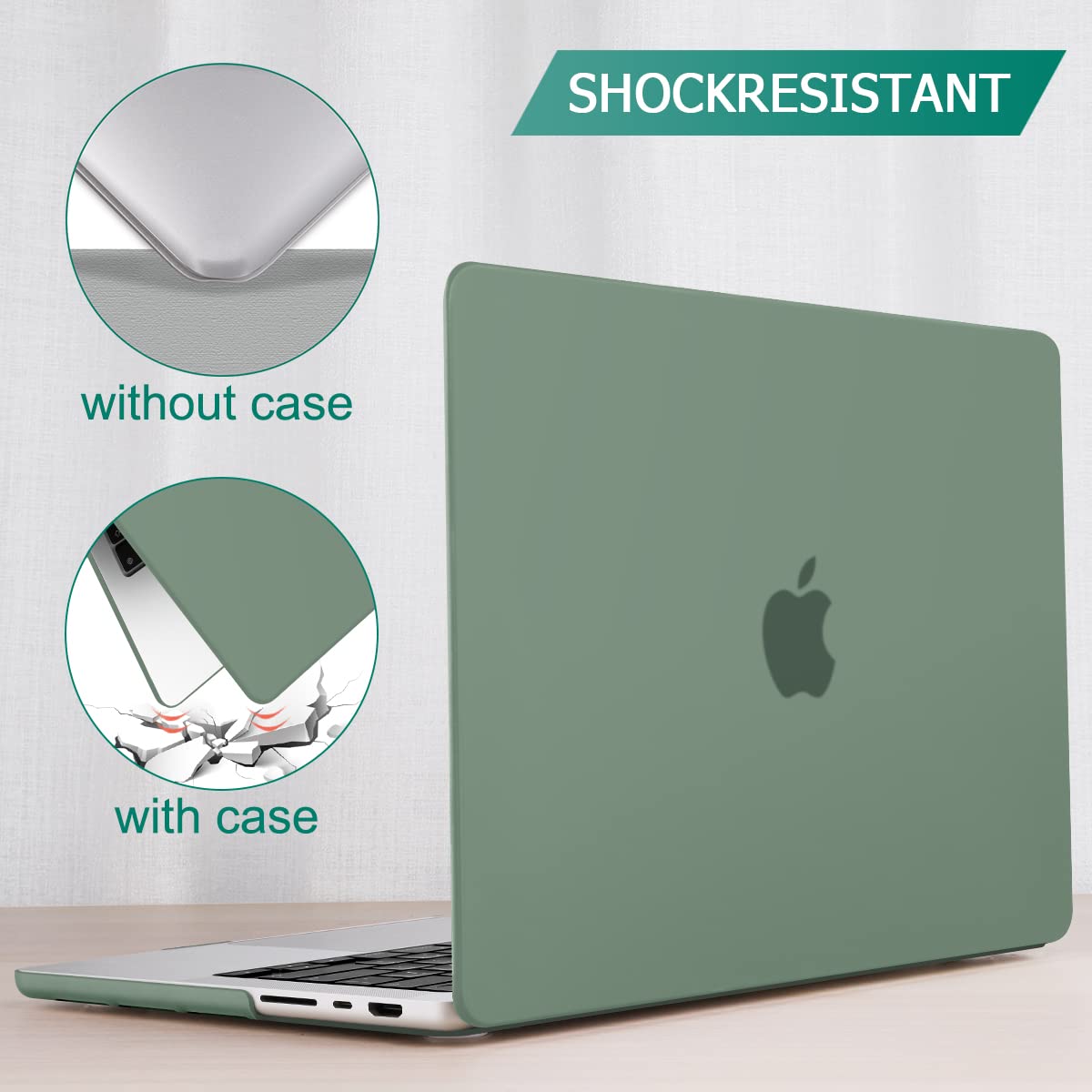 Suitable for MacBook Pro 14 Max Inch Case 2023 2022 2021 M2 A2779 M1 A2442 Hardshell Case Keyboard Cover Midnight Green