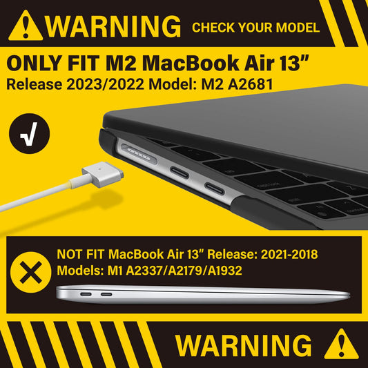 Suitable for 2023 2022 MacBook Air 13 inch case M2 Model A2681 Hard Shell Case Keyboard Cover Black