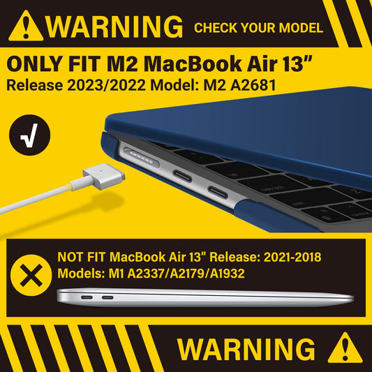 Suitable for 2023 2022 MacBook Air 13 inch case M2 Model A2681 Hard Shell Case Keyboard Cover Blue