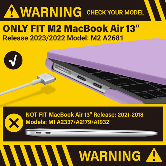 Suitable for 2023 2022 MacBook Air 13 inch case M2 Model A2681 Hard Shell Case Keyboard Cover Purple