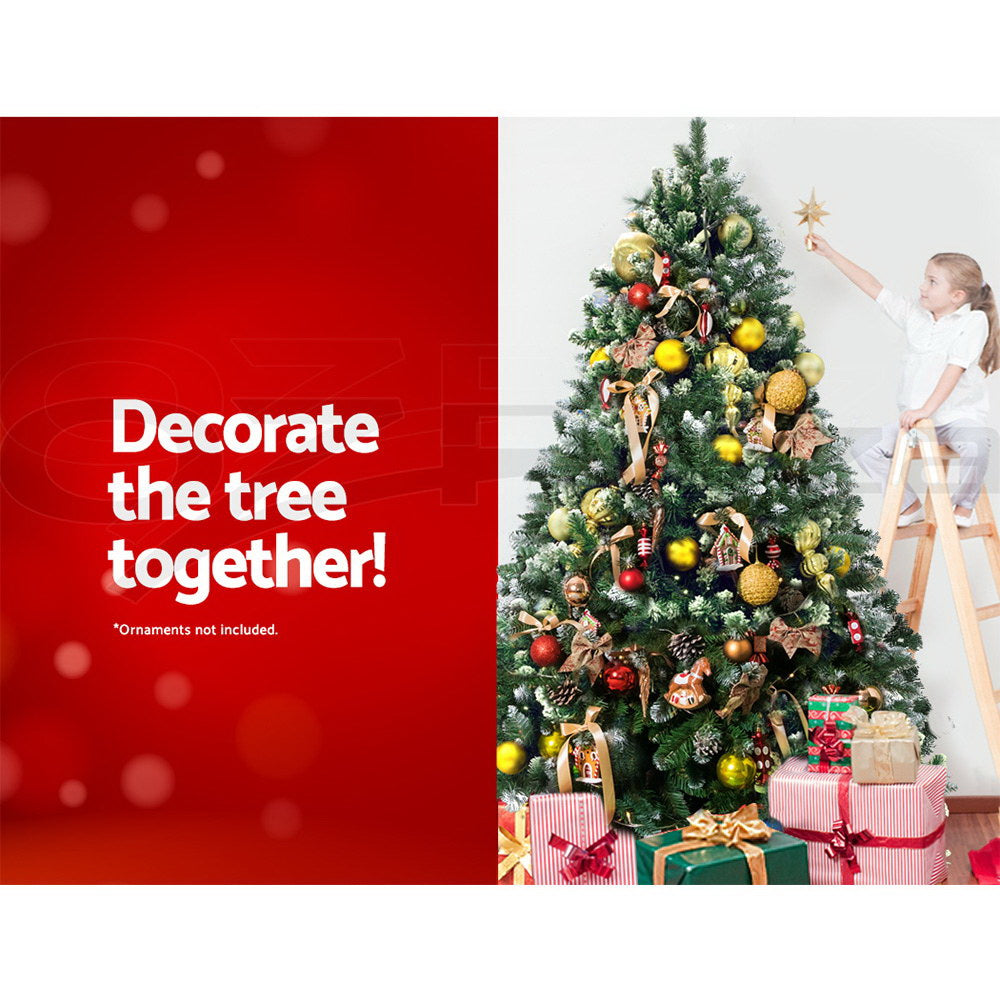 Jingle Jollys Christmas Tree 1.8m Snowy Xmas Tree Decoration 800 Tips