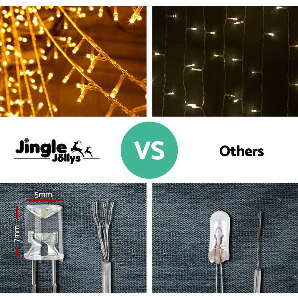 Jingle Jollys 20M Christmas Lights Icicle Light 800 LED Warm White Decor