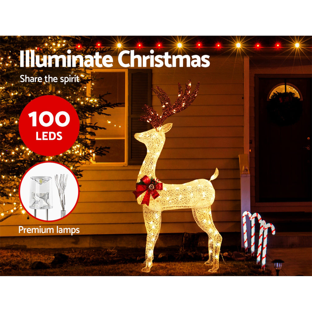 Jingle Jollys Christmas Lights 150cm Reindeer 100 LED Decorations