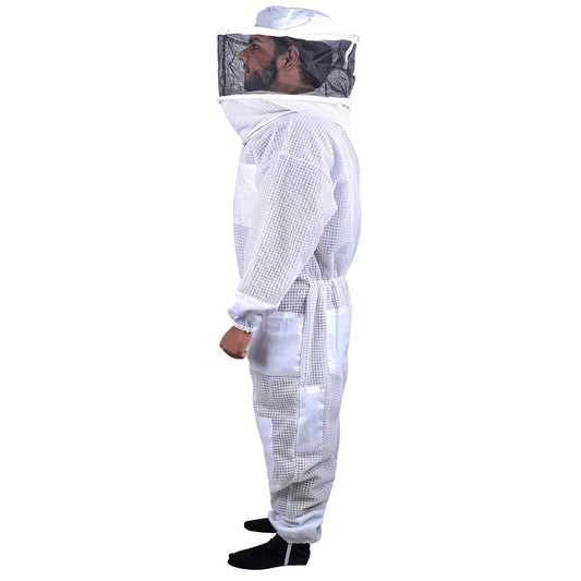 Beekeeping Bee Full Suit 3 Layer Mesh Ultra Cool Ventilated Round Head Beekeeping Protective Gear SIZE M