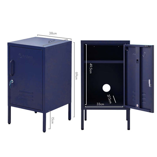 ArtissIn Bedside Table Metal Cabinet - MINI Blue