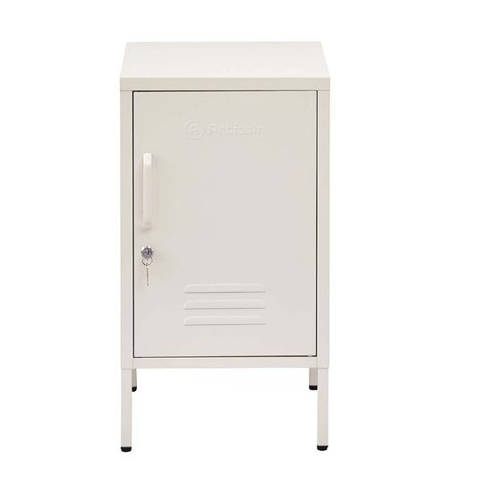 ArtissIn Bedside Table Metal Cabinet - MINI White