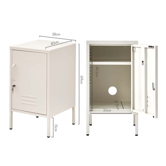 ArtissIn Bedside Table Metal Cabinet - MINI White