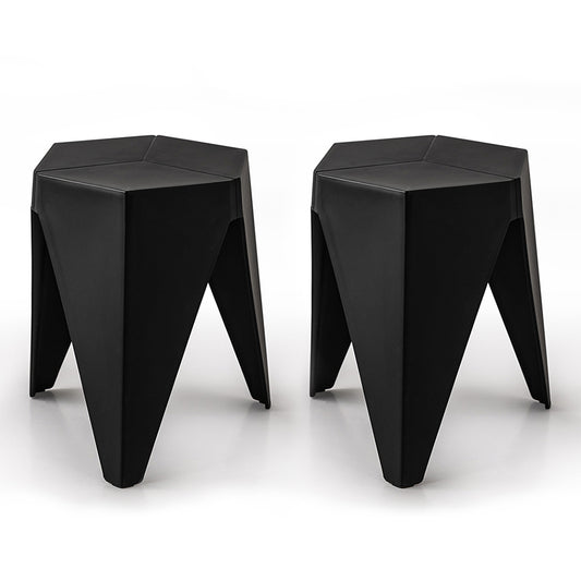 ArtissIn 2x Bar Stools Puzzle Plastic Foot Stool Black