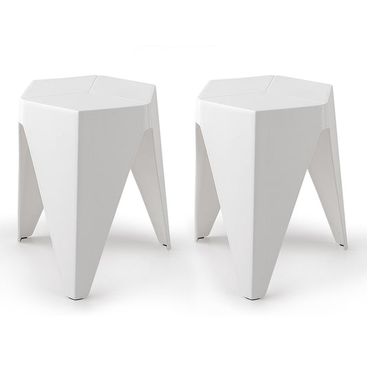 ArtissIn 2x Bar Stools Puzzle Plastic Foot Stool White