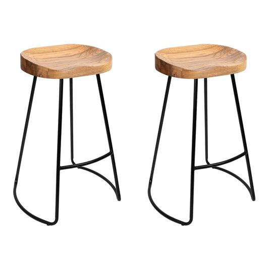 Artiss 2x Bar Stools Tractor Seat 65cm Wooden