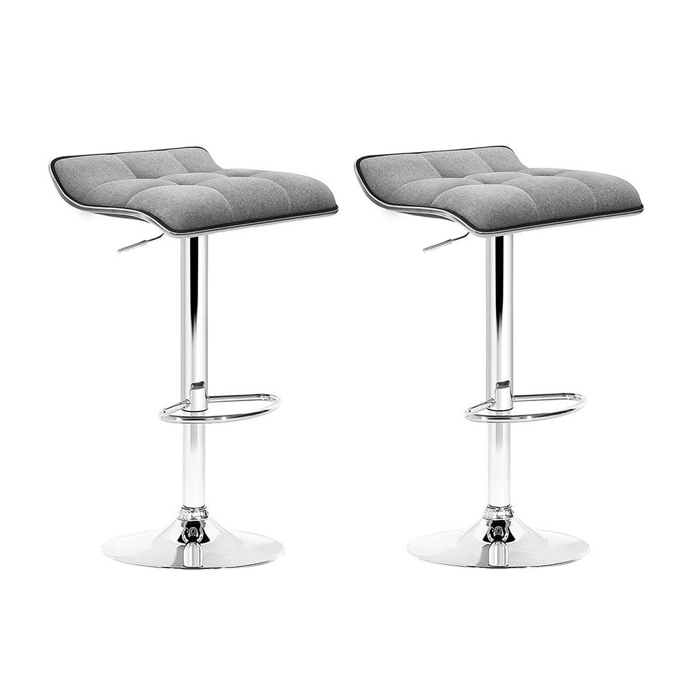 Artiss 2x Bar Stools Linen Padded Gas Lift