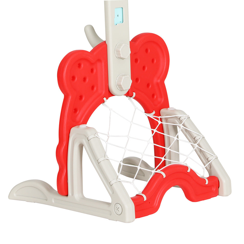 Keezi Kids Basketball Hoop Stand Adjustable 5-in-1 Sports Center Toys Set Red