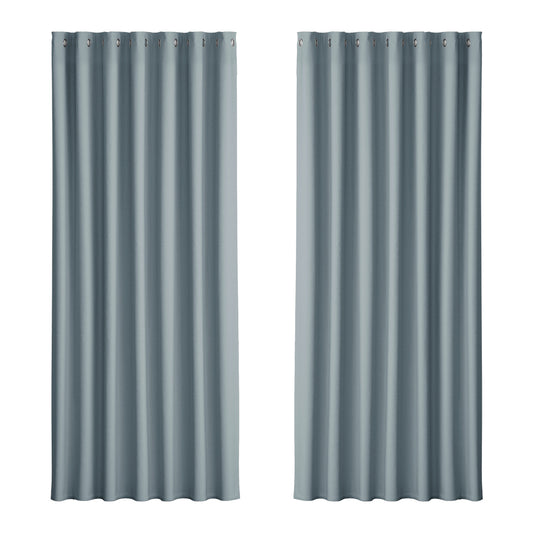 Artiss 2X Blockout Curtains Eyelet 240x230cm Grey