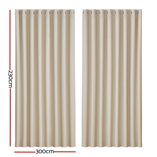 Artiss 2X Blockout Curtains Eyelet 300x230cm Beige