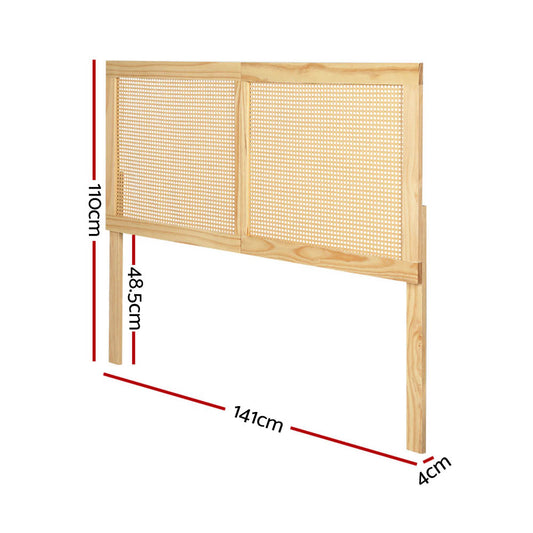 Artiss Bed Head Double Size Rattan - RIBO Pine