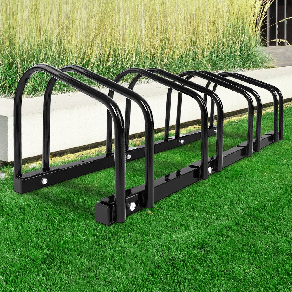 Weisshorn 4 Bike Stand Rack Bicycle Storage Floor Parking Holder Cycling Black