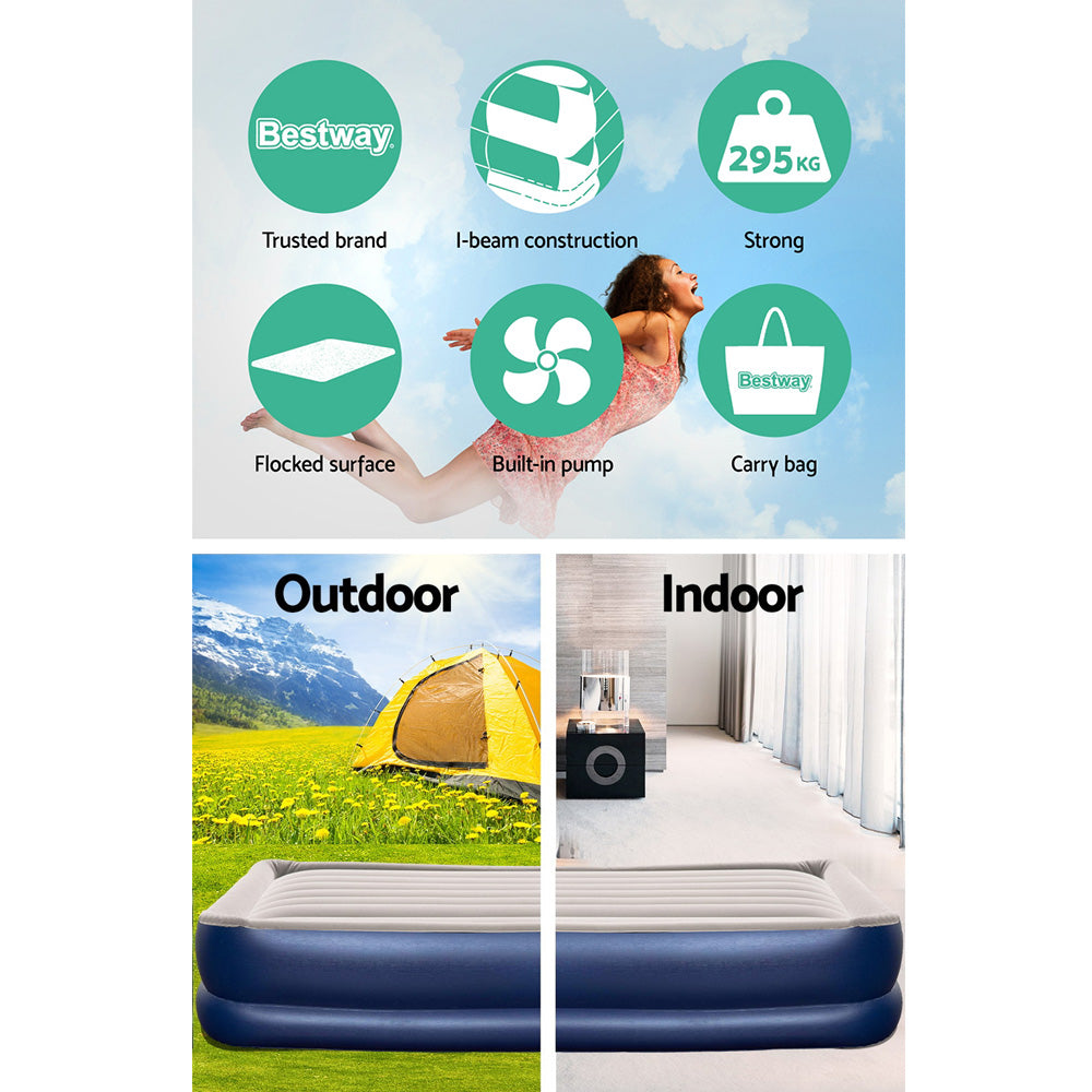 Bestway Air Bed Beds Mattress Premium Inflatable Built-in Pump Queen Size