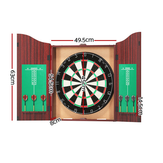 18" Dartboard Cabinet Set Professional Dartboard Wood Classic Game Party Sport