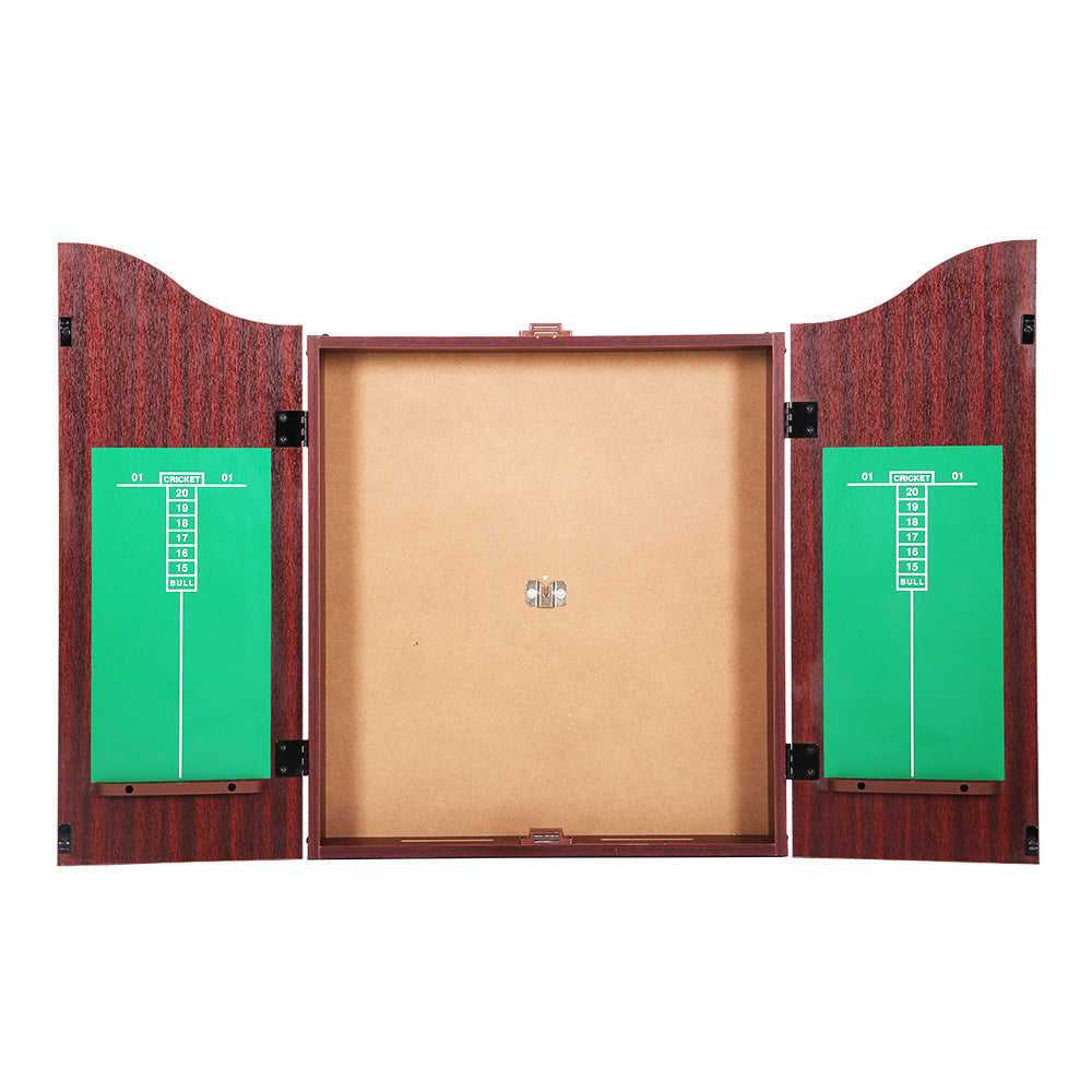 18" Dartboard Cabinet Set Professional Dartboard Wood Classic Game Party Sport