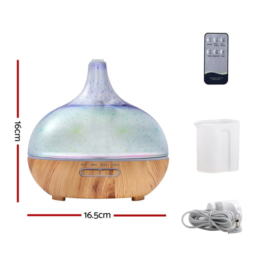 Devanti Aroma Diffuser Aromatherapy 3D Glass 400ml