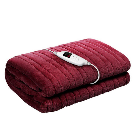 Giselle Electric Throw Rug Heated Blanket Fleece Red