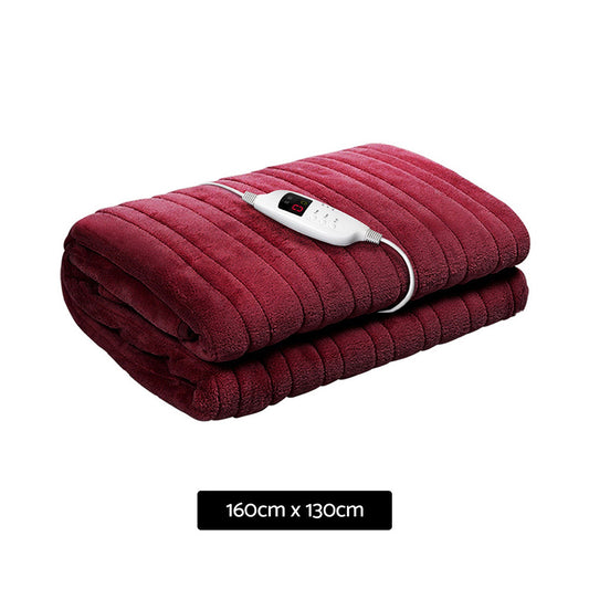 Giselle Electric Throw Rug Heated Blanket Fleece Red