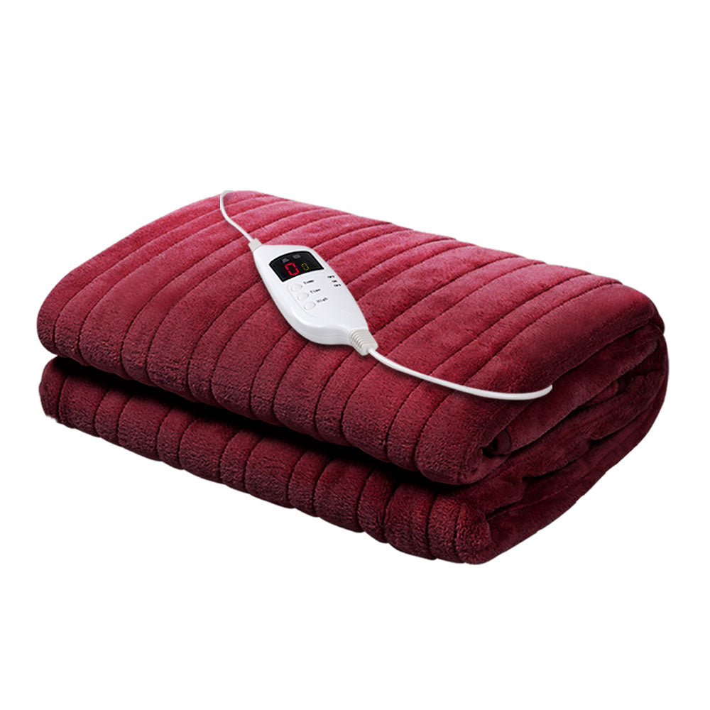 Giselle Electric Throw Rug Heated Blanket Fleece Red