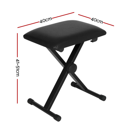 Alpha Piano Stool Adjustable Height Keyboard Seat Portable Bench Chair Black