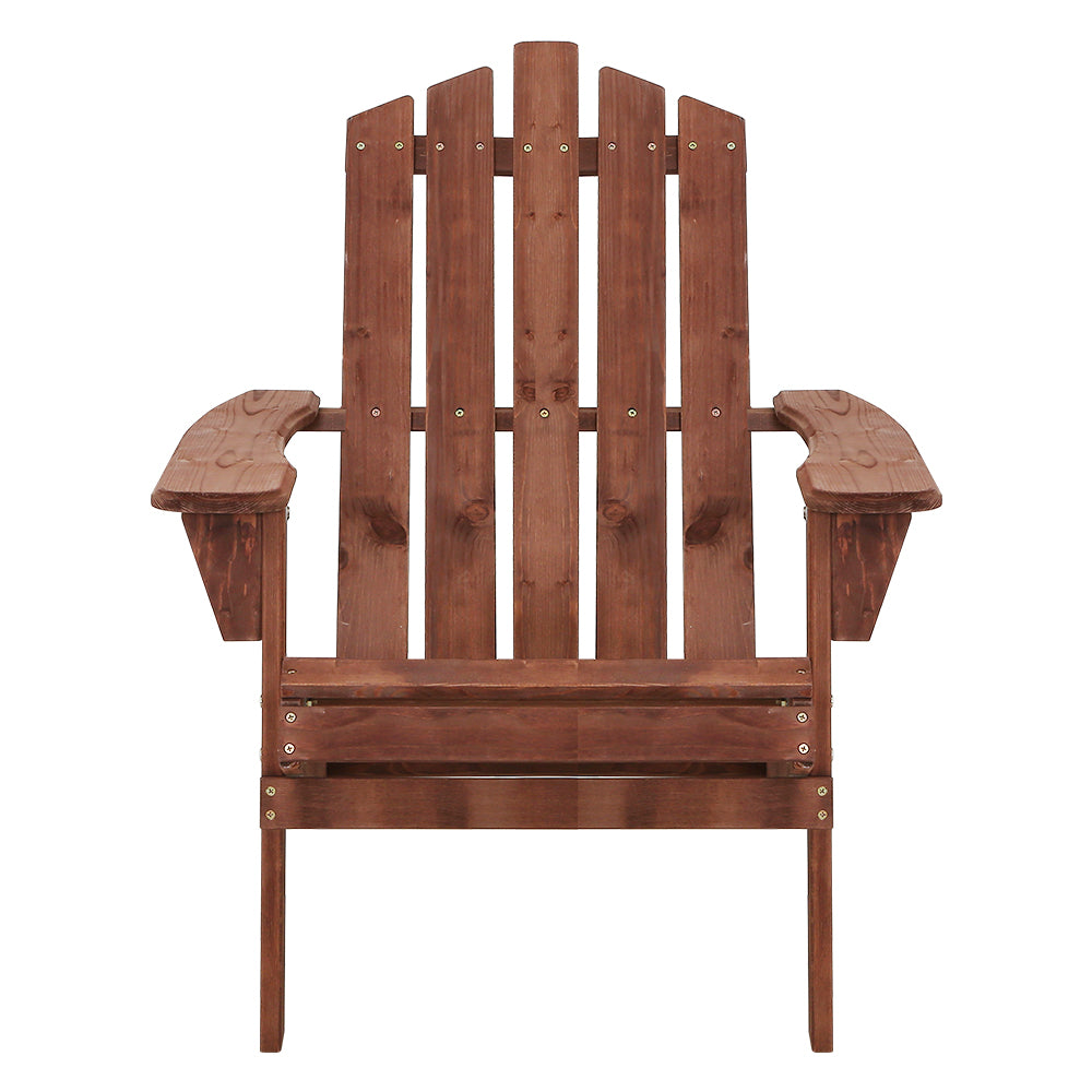 Gardeon Adirondack Outdoor Chairs Wooden Beach Chair Patio Furniture Garden Brown