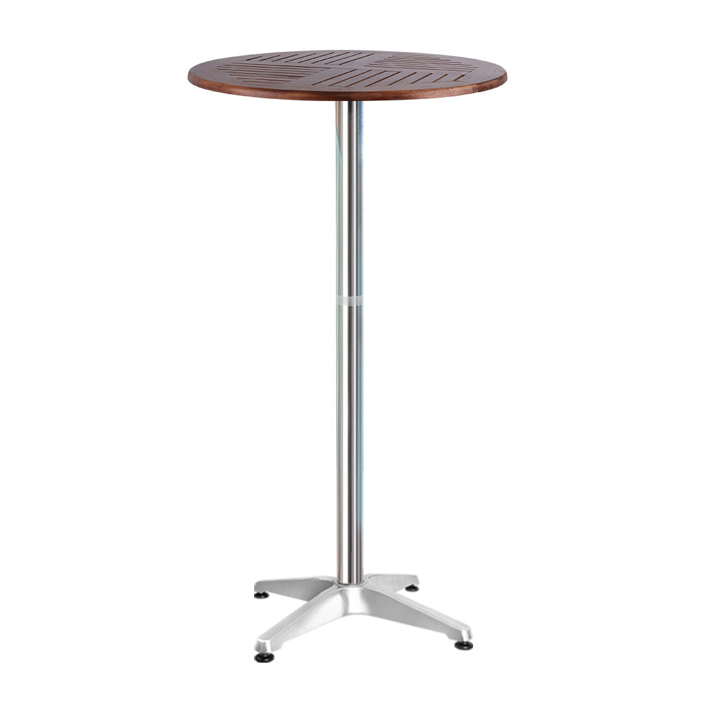 Gardeon Outdoor Bar Table Wooden Cafe Table Aluminium Pole Round