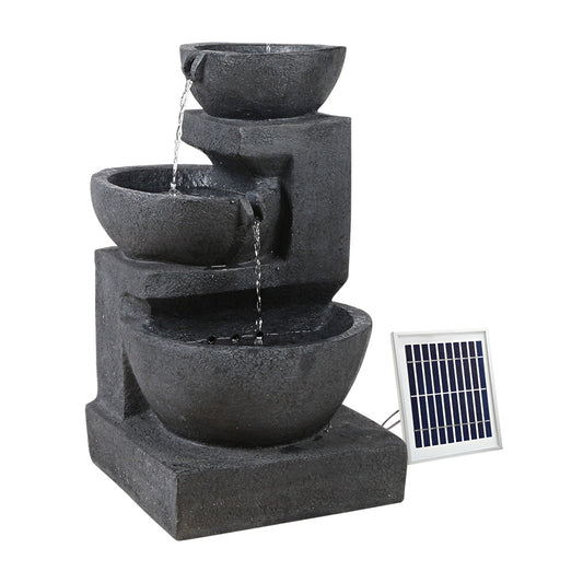 Gardeon Solar Water Feature with LED Lights 3-Tier Bowls 60cm