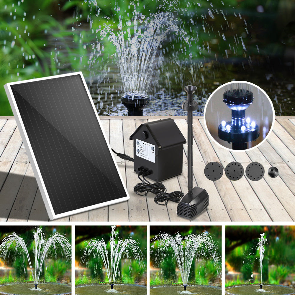 Gardeon Solar Pond Pump with Battery Kit LED Lights 4FT