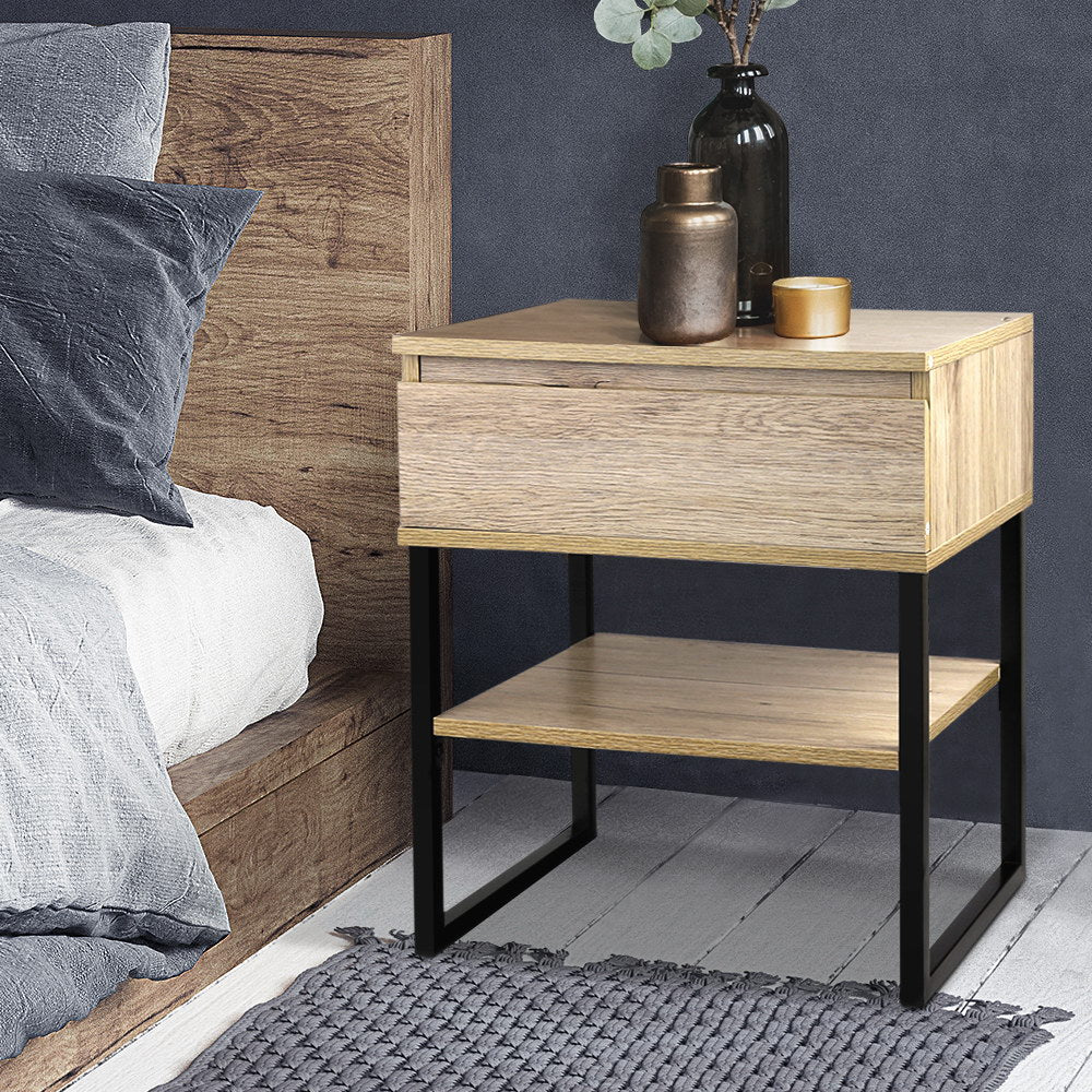 Artiss Bedside Table 1 Drawers with Shelf - CASEY