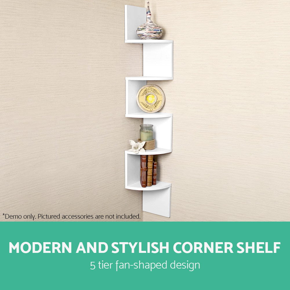 Artiss Wall Shelf Corner Floating 5-Tier White