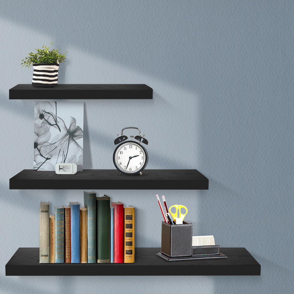 Artiss Floating Wall Shelf Set of 3 Black