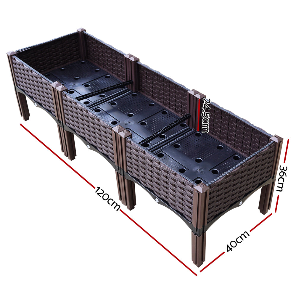 Greenfingers Garden Bed 120x40x36cm PP Planter Box Raised Container Growing Herb